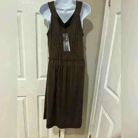 Marc Aurel Brown Midi Capsule Dress 12 Stretch Minimalist Casual Elevated Basic - Picture 10 of 17